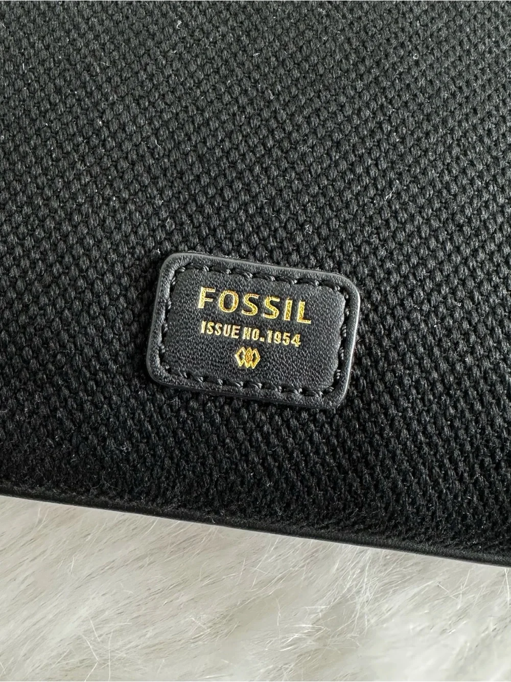Fossil Textured Canvas Zipper Top Cosmetic Bag